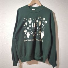 90s USA ヴィンテージ　スウェット　足跡　緑　動物　アニマル