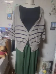 ヴィンテージ ボーダー柄 Vネック ニット 森ガール アバント カーディガン