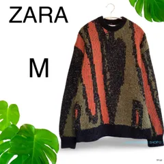 ★美品★ ZARA ザラ ニット セーター 長袖 M マルチカラー　送料無料　古着　メンズ
