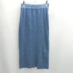 ◇ ⊇ niko and … ニコアンド ウエストゴム ラメニット ロング ナロー スカート サイズM ブルー レディース E  【1501160047380】