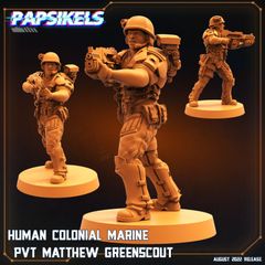 Papsikels Miniatures | HUMAN COLONIAL MARINE PVT MATTHEW GREENSCOUT 32mm | 3Dプリント ミニチュア TRPG サイバーパンク SF