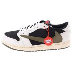 NIKE (ナイキ) ×Travis Scott WMNS AIR JORDAN 1 LOW OG Medium Olive DZ4137-106 ウィメンズ エアジョーダン1 ミディアムオリーブ ローカットスニーカー US9.5/26.5m