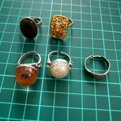 昭和レトロ ヴィンテージリング5個セット 指輪 ストーンモチーフ フェイクパール