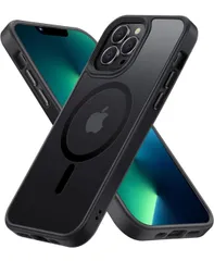 ★【耐衝撃・MagSafe対応】Eiffebill iPhone 13 Pro Max 用 ケース 半透明 米軍規格 耐衝撃 マグネット搭載 マット感 黄ばみなし ストラップホール付き マグセーフ対応 ワイヤレス充電対応 マットブラック