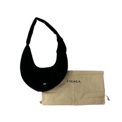 【韓国人気ブランド】FOLNUA（フォルニュア）  PADDED OVAL BAG G BLACK - COTTON（クッションパッドオーバルバッグ ブラック　コットン）　ショルダーバッグ　ハンドバッグ　トートバッグ