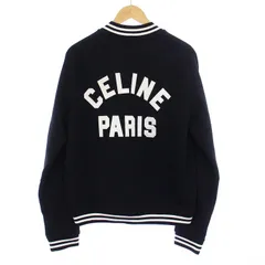セリーヌ CELINE by Hedi Slimane COLLEGE TEDDY IN COTTON FLEECE カレッジ テディジャケット スタジャン スウェット S 黒 ブラック /KH ■ADのサムネイル
