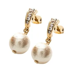 【ゴールド×ピアス】[Cream dot. クリームドット公式] ピアス レディース 金属アレルギー ニッケルフリー シリコンカバー 揺れるクリップ式 ビジュー コットンパール 上品 エレガント 結婚式 お呼ばれ