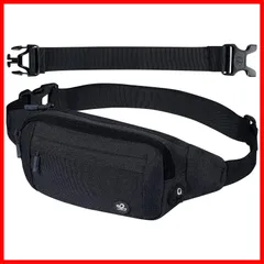 【迅速】L ウエストポーチ ウエストバッグ メンズ ランニング: レディース 延長ベルト付き 撥水加工 軽量 多ポケット フィット感 イヤホン穴つき バイク スポーツ ウォーキング ジョギング ブラック