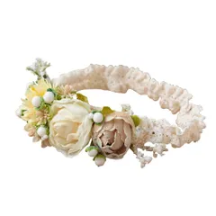 新品 regalo ベビー用 ヘアバンド 花冠 レース ヘッドドレス ヘアアクセサリー 赤ちゃん (クリーム)