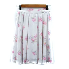 ロディスポット LODISPOTTO フレアスカート ミモレ丈 花柄 マルチカラー レースアップリボン S 白 ホワイト /SY33