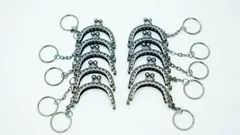 0492 ミニ がま口 口金 ハンドメイド 手芸 金属 パーツ ガンメタ ブラック 幅約5cm 10個セット 資材 手作り 材料 素材 作製 財布 印鑑ケース 小銭入れ バッグ 丸形 裁縫 ゲンコ 縫い付けタイプ 専門