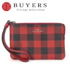 【中古】 コーチ ポーチ F39109 レザー PVC レッド ブラック ギンガムチェック 小物 レディース 女性 COACH