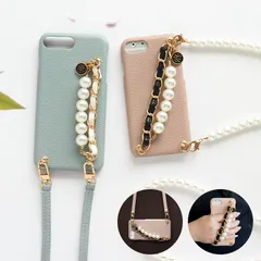 スマホケース ハード 全機種対応【くすみ レザーorキルティング×カメリア付き2連チェーンベルト×ロングストラップ】スマホショルダー ショルダー タイプ スマホベルト ギフト 287