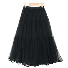 OLIVE des OLIVE オリーブ デ オリーブ 通年★ チュール ティアード フレア ロング スカート Sz.F レディース 黒