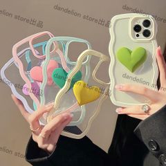 スマホケース　立体ハート　心　透明　　iPhone対応　アイフォンケース　iPhone16pro/16promax/15/14/13/12/11　可愛いケース　海外限定　新品未使用　6カラー選択可能