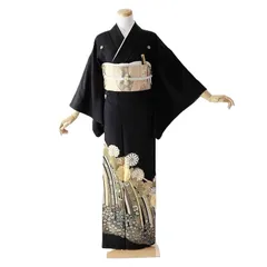 色無地 着物 未使用 正絹 袷 フォーマル 紋付き 地模様 花鳥模様