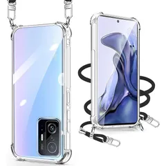 Xiaomi 11T ケース クリア Xiaomi 11T Pro スマホケース カバー ネック ショルダー ストラップ付き 肩掛け 斜めかけ 縄掛けケース TPU 薄型 軽量 取り外し可能 落下防止 柔軟 【透明】 0のサムネイル