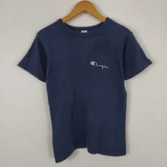 90s Champion チャンピオン USA製 スクリプトロゴ刺繍 半袖Tシャツ ネイビー Sサイズ メンズ 古着 ヴィンテージ アメカジ