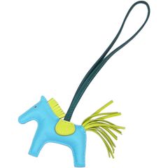 エルメス　HERMES　バッグチャーム　ロデオPM　セレステ/ライム/マラカイト　刻印なし