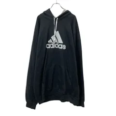 adidas プリントスウェット パーカー 3XT ブラック ホワイト ビッグサイズ プルオーバー スポーティ 古着卸 アメリカ仕入 a709-6212