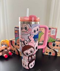 ★ 新店セール★  未使用品 LABUBU・スタンレー ピンクのストローアイスカップ シンプルでスタイリッシュなカラフルなウォーターカップ