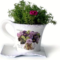 鉢植え 植木鉢 プランター プラントポット フラワーポット ガーデニング ティーカップ型 屋外 屋内 装飾 インテリア 庭 玄関 観葉植物 多肉