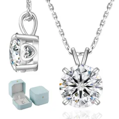 【人気商品】金属アレルギー対応 シルバー925 0.5/1/2/3ct ペンダントネックレス 一粒ダイヤ モアッサナイト 人気 女性 プレゼント 4本爪 レディース ネックレス 45+5cm長さ調節可能 モアサナイト KRKC&CO