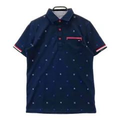 サイズ：M TOMMY HILFIGER GOLF トミー ヒルフィガーゴルフ  半袖ポロシャツ 総柄 ネイビー系 [240101474324] ゴルフウェア メンズ ストスト