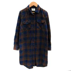 ザ・ダファー・オブ・セントジョージ The DUFFER of ST.GEORGE シャツワンピース ひざ丈 長袖 チェック柄 1 ブラウン 茶 紺 ネイビー /SM39