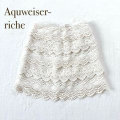 Apuweiser- riche アプワイザーリッシェ【M】ミニ丈　ひざ上スカート　刺繍　ティアード　裏地あり