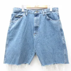 W35/古着 ラングラー ショート パンツ ショーツ メンズ コットン 紺 ネイビー デニム 25jun27 中古 ボトムス 短パン ショーパン ハーフ