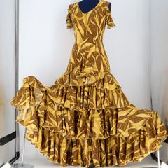 美品 フラメンコ衣装】イエロー ワンピース ドレス ボランテ