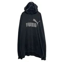 PUMA ロゴ スウェット パーカー プーマ XXL サイズ ブラック グレー プルオーバー ビッグサイズ 古着卸 アメリカ仕入 a610-5406