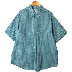 古着 ブルックスブラザーズ Brooks Brothers 346 チェック柄 半袖 リネン ボタンダウンシャツ メンズXL相当/eaa544789