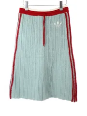 GUCCI×adidas グッチ×アディダス 3ライン ロゴローゲージニットスカート ブルー XSのサムネイル