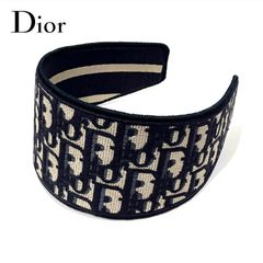Christian Dior クリスチャンディオール オブリーク カチューシャ キャンバス ネイビー