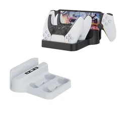 【在庫セール】PS5用充電器ステーション、PS5ポータルコントローラー用2イン1充電ドック、リモートプレーヤー充電スタンド、タイプCプラグとケーブル2つ付き、ポータブル充電ドックステーション(ホワイト)