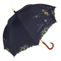シノワズリーモダン 花鳥刺繍かわず張り長日傘