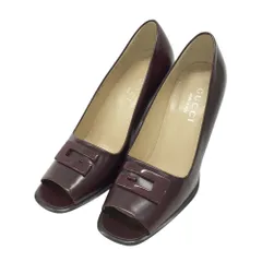 GUCCI グッチ 101 0161 0 スクエアオープントゥパンプス ハイヒール  ブラウン系 35 1/2 レディース [240101463568]