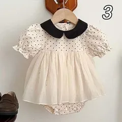 韓国 海外 輸入 ベビー服 赤ちゃん 半袖 ロンパース ワンピース チュール レース ドット柄 水玉 おしゃれ ベージュ フォーマル 冠婚葬祭 結婚式 発表会 七五三 お宮参り 100日祝い 誕生日 パーティー お出掛け 70cm 73cm 75cm 80cm
