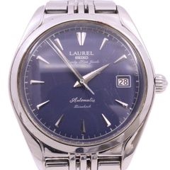 SEIKO セイコー LAUREL ローレル 自動巻き メンズ 腕時計 青文字盤 純正SSベルト 4S15-0020【いおき質店】