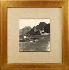 斎藤清 木版画 『門 唐招提寺』 直筆サイン・エディション有 46/130