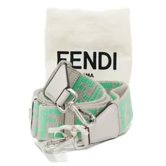 フェンディ FENDI ストラップ ユー FFジャカードウェビング ショルダーストラップ キャンバス / カーフレザー ズッカ柄 8AV386 バッグアクセサリー 交換用 ストラップ アイボリー / ライトグリーン 正規品 美品 中古 mbi16011