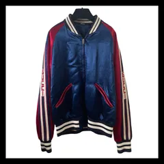 お値下げGUCCI 中綿ブルゾン　アウター　ホワイト×ネイビー×レッド GUCCI×adidas ノーカラージャケット707683 707683 レッド サイズ