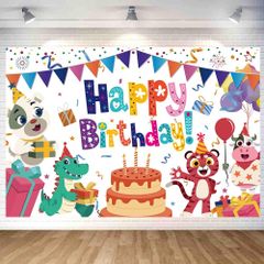 フォトポスター 子供 パーティー Birthday Happy ケーキ ケーキ ケーキ おうちスタジオ アニマル 写真背景 壁掛け 誕生日 誕生日 おしゃれ 180x120cm タペストリー タペストリー 飾り付け 動物 動物 バースデー