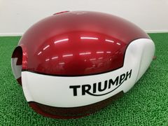 ボンネビルニューチャーチ タンク 赤/白 トライアンフ(TRIUMPH) 純正 中古 トライアンフ ノーマルガソリンタンク 修復素材に Wb