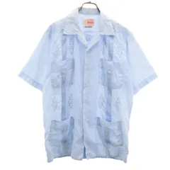 MAYA FIEL 70s 80s ヴィンテージ 半袖 オープンカラー キューバシャツ L 水色 メンズ 古着
