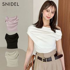 【爆速配送】【即納】 スナイデル SNIDEL トップス 25春夏 ルーズネックカットプルオーバー 半袖 オフショルダー ミドル丈 swct252131