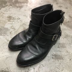 BALMAIN バックジップ ストラップ レザーブーツ 革靴 バルマン   ブラック 44  90880A3