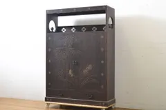 ★事前問合せ必須★ 収納棚 和製アンティーク 彫刻家 山根八春 やまねやつはる はっしゅん 吉祥モチーフ キャビネット 戸棚 引き出し リペア+発送まで3週間前後 R-062413